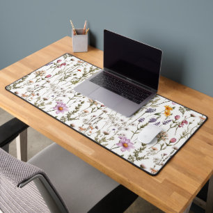 Pink Purple Watercolor Wildflower  Desk Mat