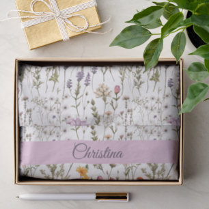 Pink Purple Watercolor Wildflower Name Tissue Paper