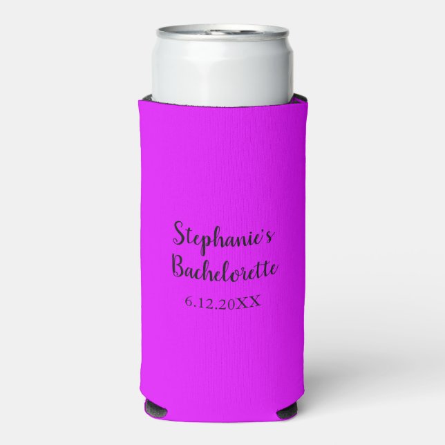 Pink Purple Wedding Bachelorette Party Gift Favour Seltzer Can Cooler (Seltzer Front)