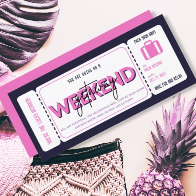 Pink Purple Weekend Getaway Gift Voucher Ticket (Creator Uploaded)
