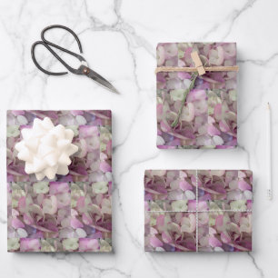 Pink, Purple, White Hydrangea Flower - Floral Wrapping Paper Sheet