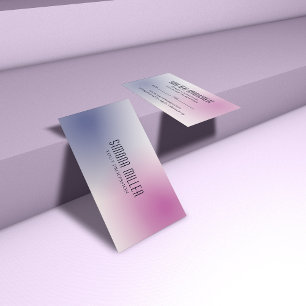 Pink Purple White Minimalist Aesthetic Gradient Business Card