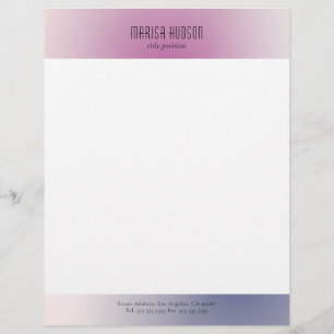 Pink Purple White Minimalist Aesthetic Gradient Custom Letterhead