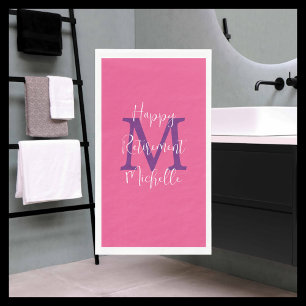 Pink Purple White Retirement Party Name Monogram Napkin