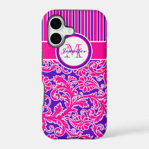 Pink Purple White Striped Damask 2 iPhone 5 Case