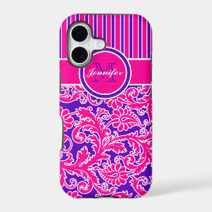 Pink Purple White Striped Damask 3 iPhone 5 Case