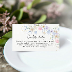 Pink Purple Wildflower Baby Shower Books for Baby Enclosure Card