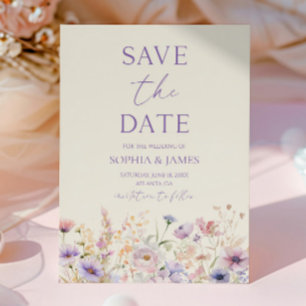 Pink Purple Wildflower Meadow Wedding Save The Date