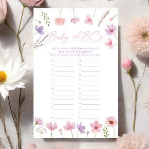 Pink Purple Wildflowers Baby ABCs Shower Game