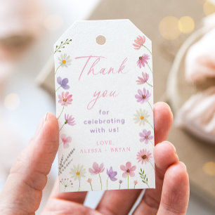 Pink Purple Wildflowers Baby Shower Gift Tags