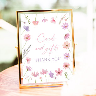Pink Purple Wildflowers Cards and Gifts Sign
