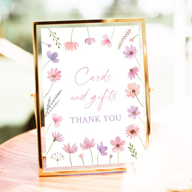 Pink Purple Wildflowers Cards and Gifts Sign (Creator Uploaded)