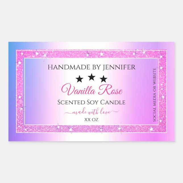 Pink Purple with Glitter Product Packaging Labels (Front)