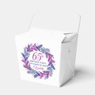 Pink Purple Wreath 65th Birthday Party Favour Box
