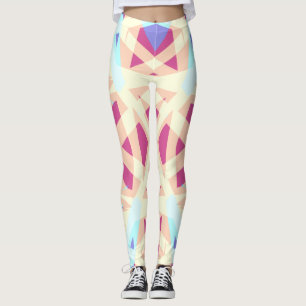 Pink Purple Yellow Blue Abstract Geometric Pattern Leggings
