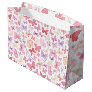 Pink Purple Yellow Butterflies Baby Shower Large Gift Bag
