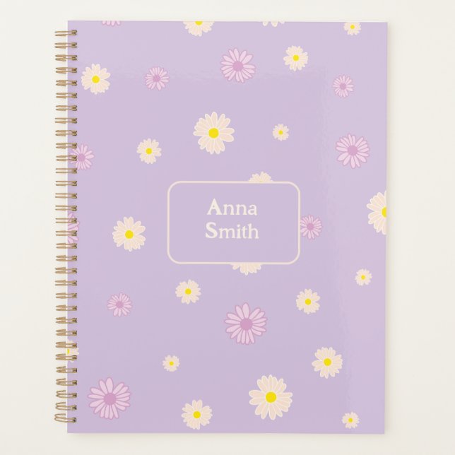 Pink Purple Yellow Daisies_ Floral Pattern Script  Planner (Front)