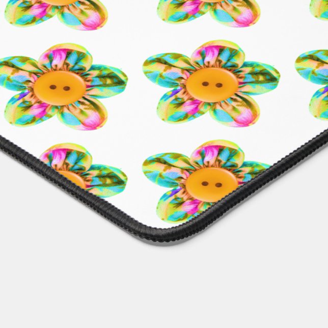 Pink, purple, yellow flowers desk mat (Corner)