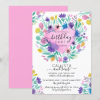 Pink Purple Yellow Heart Flower Leaves Birthday