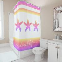 Pink purple yellow starfish beach life script bold