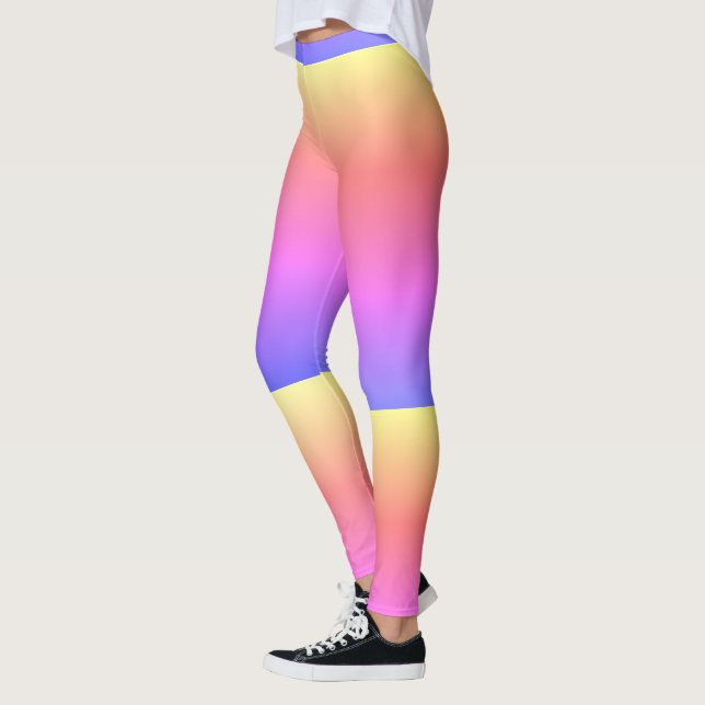 Pink Purple Yellow Striped Leggings (Left)