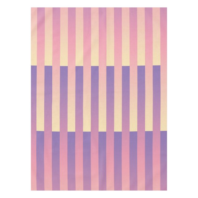 Pink Purple Yellow Striped Pattern Tablecloth (Front)