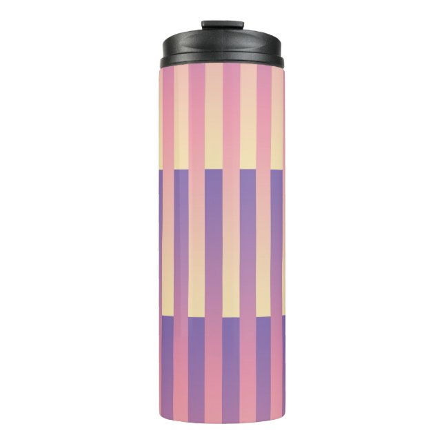 Pink Purple Yellow Stripes Pattern Thermal Tumbler (Front)