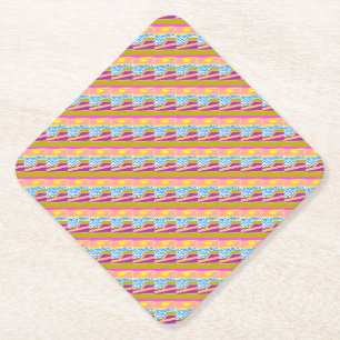 Pink Purple Yellow Sunset Boat Blue Waves Paper Coaster