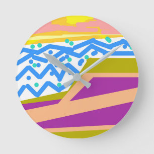 Pink Purple Yellow Sunset Yacht Round Clock