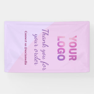 Pink purple your logo connect with us social media banner