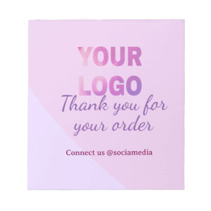 Pink purple your logo connect with us social media notepad