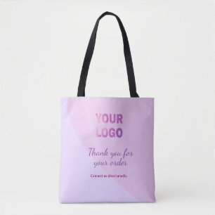 Pink purple your logo connect with us social media tote bag