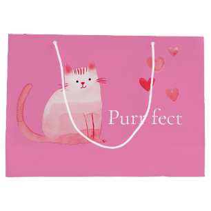 Pink Purrfect Cat Large Gift Bag