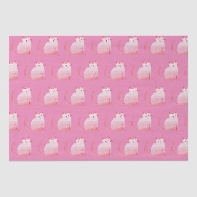 Pink Purrfect Cat  Tissue Paper (Front)