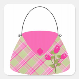 Pink Purse With Green Square Sticker