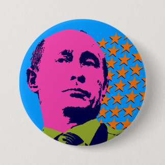 Pink Putin Pop Art Portrait 7.5 Cm Round Badge
