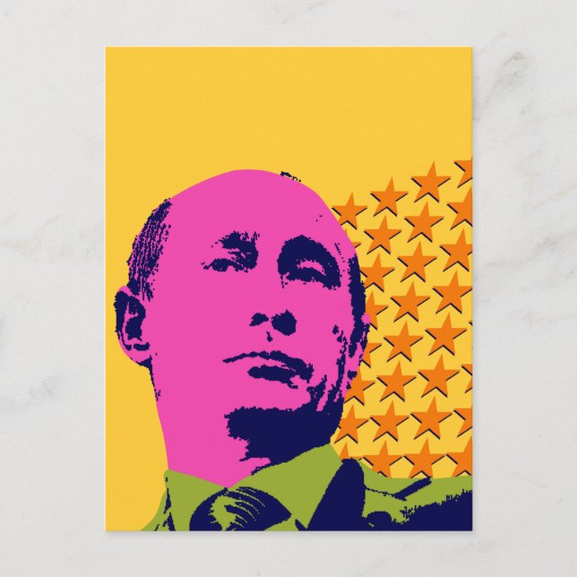 Pink Putin Pop Art Portrait Postcard (Front)
