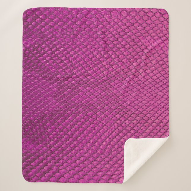 Pink Python: Snake Skin Texture. Sherpa Blanket (Front)