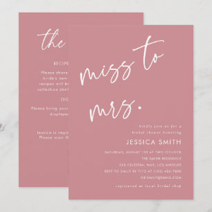 Pink QR Code All-in-One Miss to Mrs. Bridal Shower Invitation