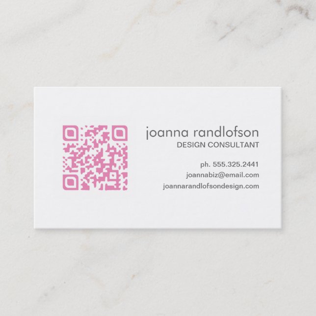 Pink QR CODE Business Card (Front)