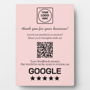 Pink QR Code Google Business Rating Display Plaque