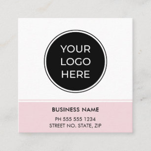 Pink QR Code Logo Square Business Card