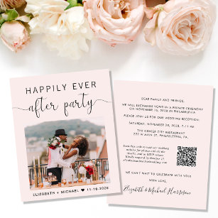 Pink QR Code Photo Wedding Reception Invitation