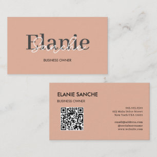 Pink QR Code Trendy Elegant Modern Business Card