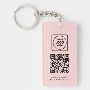 Pink QR Professional Business Logo Design Key Ring