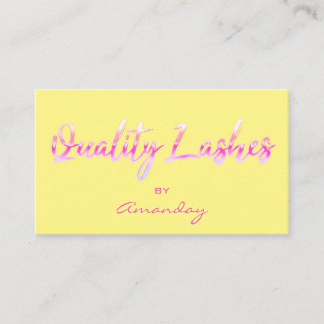 Pink Quality Lashes Extension Script QR Code Logo Business Card (Front)