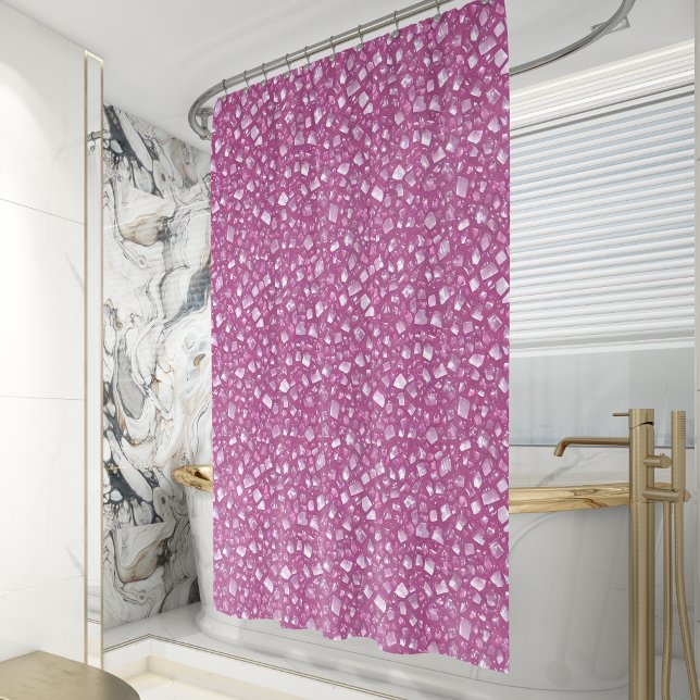 Pink Quartz Crystal Pattern Shower Curtain (Creator Uploaded)