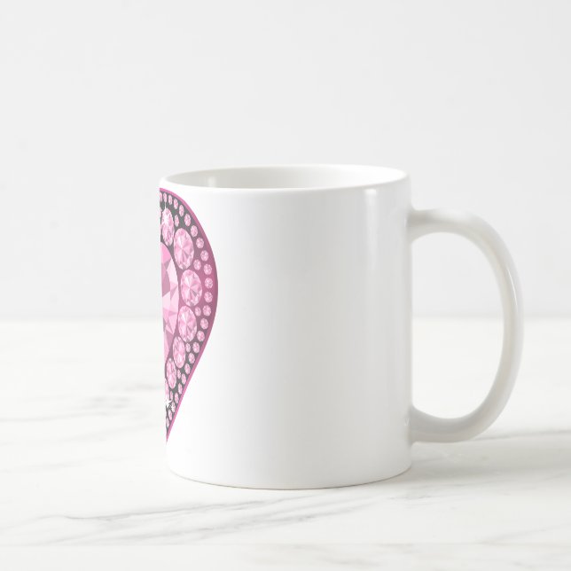 Pink Quartz Gem Heart Coffee Mug (Right)
