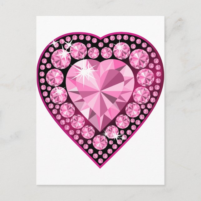 Pink Quartz Gem Heart Postcard (Front)