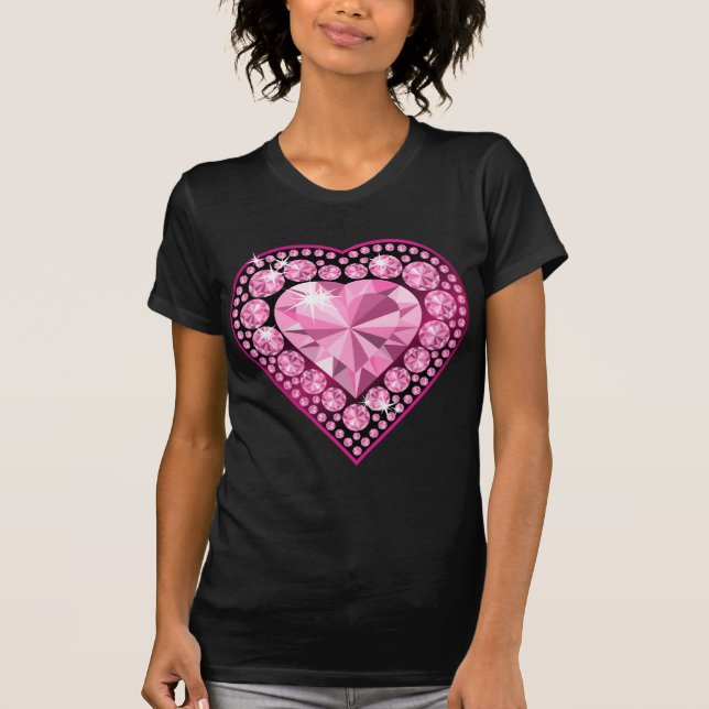 Pink Quartz Gem Heart T-Shirt (Front)